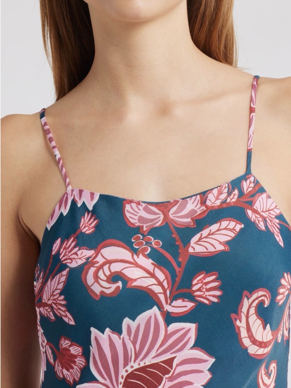 FARM Rio Teal Maxi Dress with Pink Floral Print - Picture 5 of 8